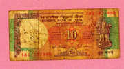 Billet De Banque Nota Banknote Bill 10 Ten Rupees INDE INDIA - Indien