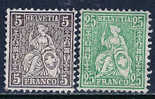 SUISSE- Yvert - Helvetia Assise - 50 Et 54 - Cote 61 € - Neufs