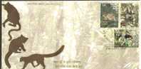 India 2009 Wildlife - Marbled Cat Red Panda Barbe´s Leaf Monkey Rare Fauna Of The North East Animals FDC Inde Indien - Apen