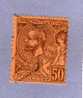 MONACO TIMBRE N° 18 OBLITERE PRINCE ALBERT 1ER 50C LILAS BRUN SUR ORANGE - Used Stamps