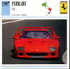 CARS CARD FICHE TECNICO STORICA FERRARI F40 - Cars