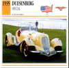 CARS CARD FICHE TECNICO STORICA DUESENBERG SPECIAL - Cars