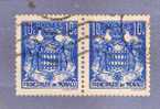 MONACO TIMBRE N° 158 OBLITERE ARMOIRIES 10C OUTREMER PAIRE HORIZONTALE - Usati