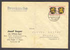 Germany Zone Francaise Drucksache JOSEF SEGER Deluxe Cancel ENGEN (Baden) On 3 F Pair Of Lion Arms Locally Sent - Baden