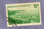 MONACO TIMBRE N° 182 OBLITERE VUE GENERALE DE LA PRINCIPAUTE 10F VERT JAUNE - Used Stamps