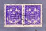 MONACO TIMBRE N° 252 OBLITERE ARMOIRIES ET BLASON 50C VIOLET PAIRE HORIZONTALE - Usati