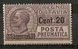 1924-25 REGNO POSTA PNEUMATICA 20 SU 15 C MNH ** - Pneumatische Post