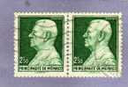 MONACO TIMBRE N° 281 OBLITERE PRINCE LOUIS II 2F50 VERT PAIRE HORIZONTALE - Used Stamps