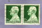 MONACO TIMBRE N° 281 OBLITERE PRINCE LOUIS II 2F50 VERT PAIRE HORIZONTALE - Usati