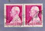 MONACO TIMBRE N° 282 OBLITERE PRINCE LOUIS II 3F LILAS ROSE PAIRE HORIZONTALE - Used Stamps