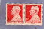 MONACO TIMBRE N° 283 OBLITERE PRINCE LOUIS II 6F ROUGE PAIRE HORIZONTALE - Usados