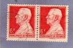 MONACO TIMBRE N° 283 OBLITERE PRINCE LOUIS II 6F ROUGE PAIRE HORIZONTALE - Used Stamps