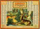 CALENDRIER - ALMANACH DES POSTES ET DES TELEGRAPHES 1954 - CHASSE - CERF - CHEVREUIL - Grand Format : 1941-60