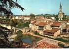 CPSM. NERAC EN ALBRET. LE PONT VIEUX ET LES QUARTIERS ANCIENS SUR LES BORDS DE LA BAÏSE - Nerac