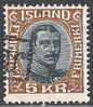 R541.-.ICELAND / ISLANDIA .-. 1920-1922 .  - KING CHRISTIAN X  . SCOTT # : 128  .-. USED REVENUE CANCEL - Used Stamps