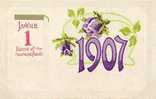 1er Janvier 1907 La Fleur Est Gaufrée - Nieuwjaar