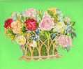 SPLENDIDE ET RARE GRAND DECOUPI PANIER DE ROSES - - Fleurs