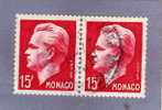 MONACO TIMBRE N° 348 OBLITERE PRINCE RAINIER III 15F CARMIN PAIRE HORIZONTALE - Usados