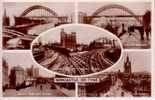 Carte Photo Ancienne Multivues NEWCASTLE-ON-TYNE ¤ Largest Railway Crossing In The World ! - Newcastle-upon-Tyne
