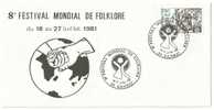 ENVELOPPE - 8e FESTIVAL MONDIAL De FOLKLORE - 18-19/07/1981 - Storia Postale