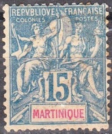 Martinique 1892 15 Centimes Bleu Y & T 36 - Gebruikt