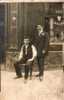 Carte Photo Deux Homme Devant Un Café  Billard - A Identifier