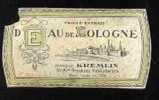 PBEt. A1. Ancienne étiquette. Triple Extrait D'Eau De Cologne. Marque Kremlin. Produits Velouderma. - Etiquettes