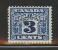 CANADA REVENUE - EXCISE TAX 3 CENTS BLUE - USED - VAN DAM # FX38 - Fiscale Zegels