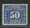 CANADA REVENUE - EXCISE TAX 50 CENTS BLUE - HINGED MINT - VAN DAM # FX80 - Fiscaux