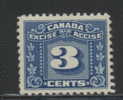 CANADA REVENUE - EXCISE TAX 3 CENTS BLUE- HINGED MINT - VAN DAM # FX64 - Fiscaux