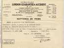 Quittance De Prime London Guarantee & Accident 1944 - Banco & Caja De Ahorros