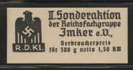 GERMANY 3RD REICH BEE MASTER SOCIETY POSTER STAMP NG WW2 Swastika Nazi BEES HONEYBEES - Honeybees