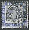 GERMANY BADEN - 1862 COAT OF ARMS 6k Blue - V1303 - Oblitérés