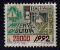 1992 - MARCA PER PATENTE DI GUIDA - Lire 28.000 - Revenue Stamps