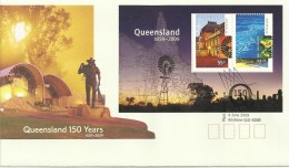 AUSTRALIA FDC QUEENSLAND 150 YEARS LANDSCAPE SET OF 2 STAMPS ON M/S  DATED 09-06-2009 CTO SG? READ DESCRIPTION !! - Storia Postale