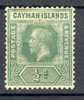 Cayman Islands 1912-20 SG. 41   ½ D King George V Wmk Mult Crown CA MH - Kaaiman Eilanden
