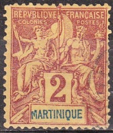 Martinique 1892 2 Centimes Lilas Brun Sur Paille  Y & T 32 - Oblitérés