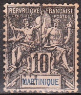 Martinique 1892 10 Centimes Noir Sur Lilas Y & T 35 - Oblitérés