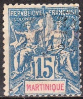 Martinique 1892 15 Centimes Bleu Y & T 36 - Gebruikt