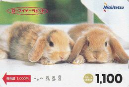 Carte Prépayée Japon - ANIMAL - LAPIN - RABBIT - KANINCHEN - KONIJN  - CONEJO Japan Prepaid Bus  Card - Nishi 130 - Lapins