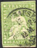 Switzerland #40b Used 40r Yellow Green Imperf From 1858-62 - Oblitérés