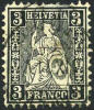 Switzerland #42 Used 3c Black Seated Helvetia From 1862-64 - Gebruikt