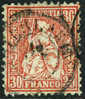Switzerland #46 SUPERB Used 30c Vermillion From 1862-64 - Gebruikt
