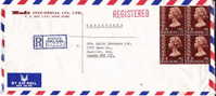 1978  Registered Air Mail Letter To Canada  Block Of 4 $2 Stamps - Cartas & Documentos