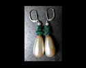 Jolies Anciennes Boucles Pendant / Nice Old Silver And Aventurina EFrench Earings - Ohrringe