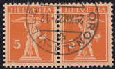 Suisse 1921 : Paire Du No 152 Oblitérée Proprement Oron-la-Ville  Le 29.12.1922 - Oblitérés