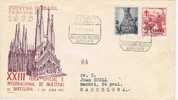 6355. Carta Certificada BARCELONA 1965. Feria Internacional Muestras. Sagrada Familia - Cartas & Documentos