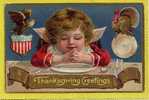 Embossed Patriotic Boy Thanksgiving Greetings. 1900-10s - Thanksgiving