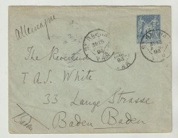 France Entier Postal Yvert No. 90-E Type Sage 123x96 Mm Obl 1893 Pour Baden-Baden, L`Allemagne, 3 Scans - Standard Covers & Stamped On Demand (before 1995)