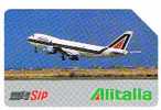 TELECOM ITALIA  (PERIODO SIP)  OMAGGIO PRIVATE - CAT. C. & C.  3201- ALITALIA. AEREO CHE DECOLLA - USATA - Private - Tribute